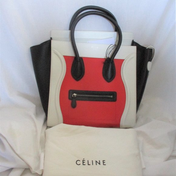 NEW CELINE PARIS ITALY Python Leather MINI LUGGAGE VERMILLON Tote Bag  NWT - Picture 1 of 10